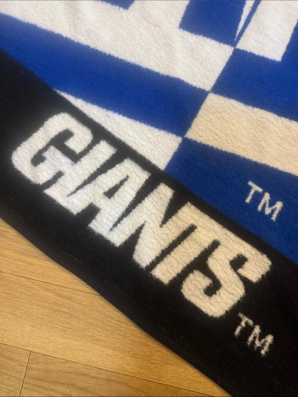 Vtg 1990 biederlack Blue and White my giants Throw Blanket